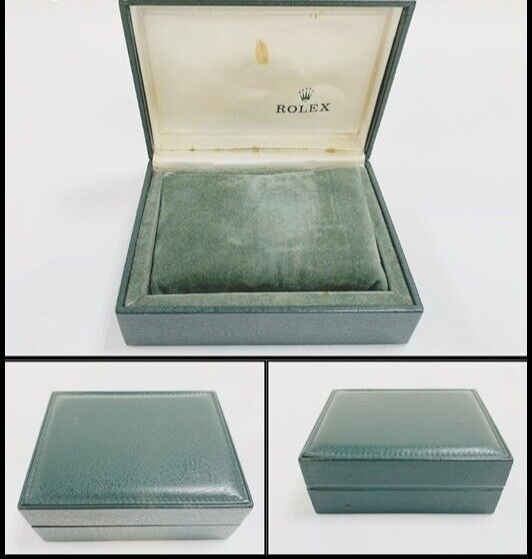 VINTAGE GENUINE ROLEX watch box case 6 set junk Green wood VINTAGE GENUINE ROLEX watch box case 6 set junk Green wood