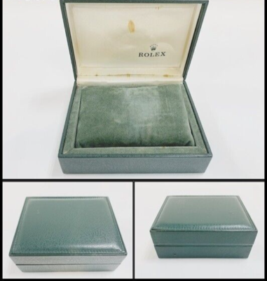 VINTAGE GENUINE ROLEX watch box case 6 set junk Green wood VINTAGE GENUINE ROLEX watch box case 6 set junk Green wood