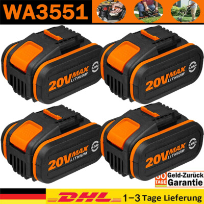 1-4Stück Akku für Worx 20V 8,0Ah Akku WA3551.1, WA3572, WA3553, WX390, WX176