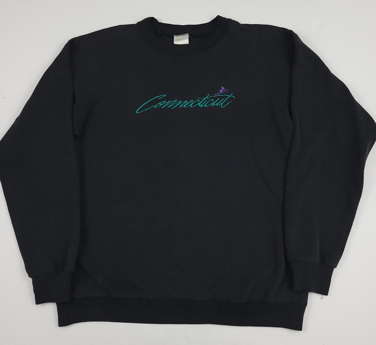 Vintage 90s Connecticut Ski Embroidered Sweatshirt Vtg USA Winter