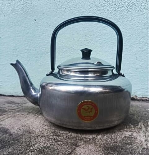 Antique Stainless Steel Vintage Kettle - Classic Retro Tea Pot for Collector - Picture 3 of 4