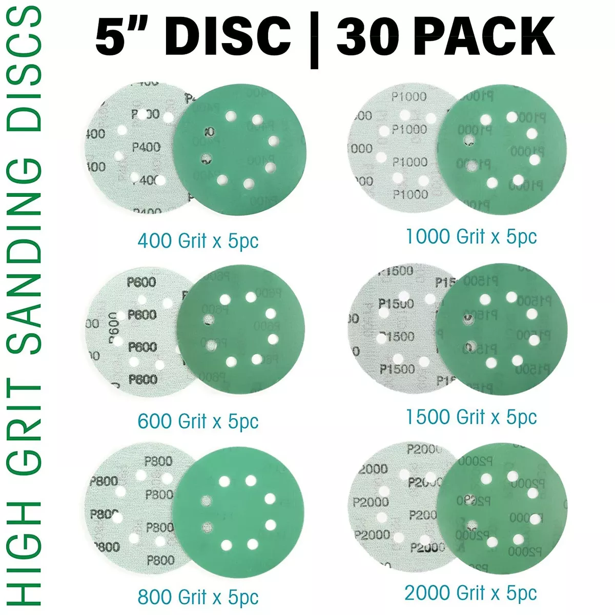 5 Inch Sanding Discs Wet Dry Hook and Loop Dustless Random Orbital Sander Paper