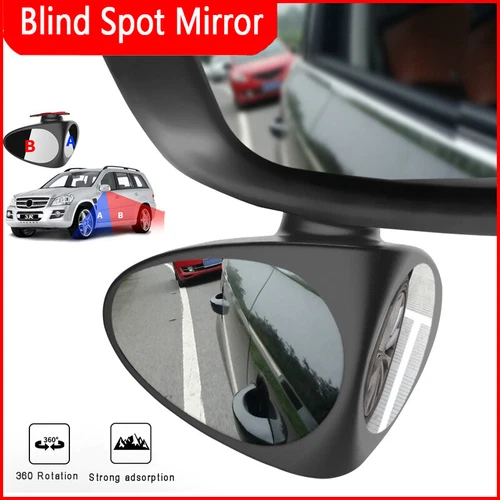 2 Side Car Blind Spot Mirror 360° Rotation Convex Rear View Parking Mirror Left