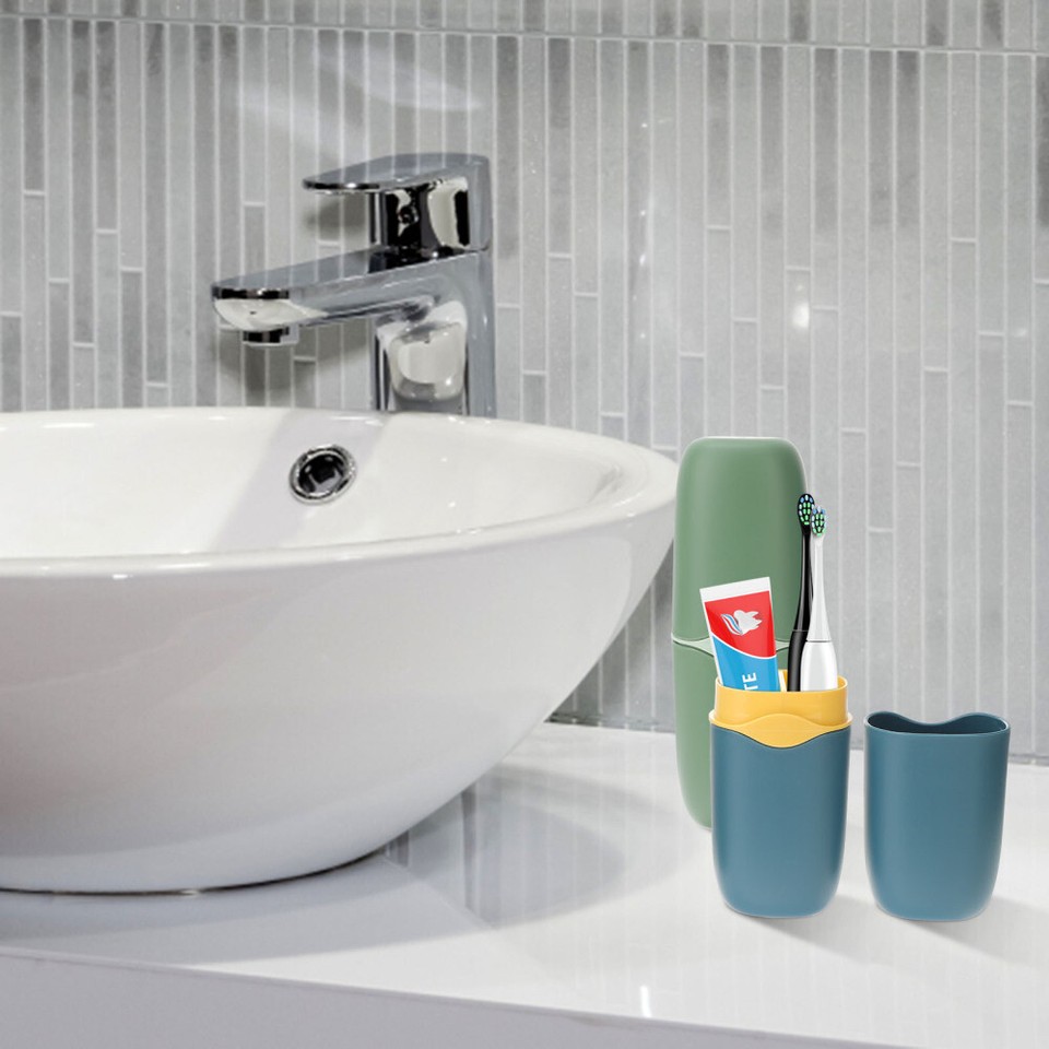 2 Pcs Travel Toothpaste Cup Toothbrush Container Washing Portable Case