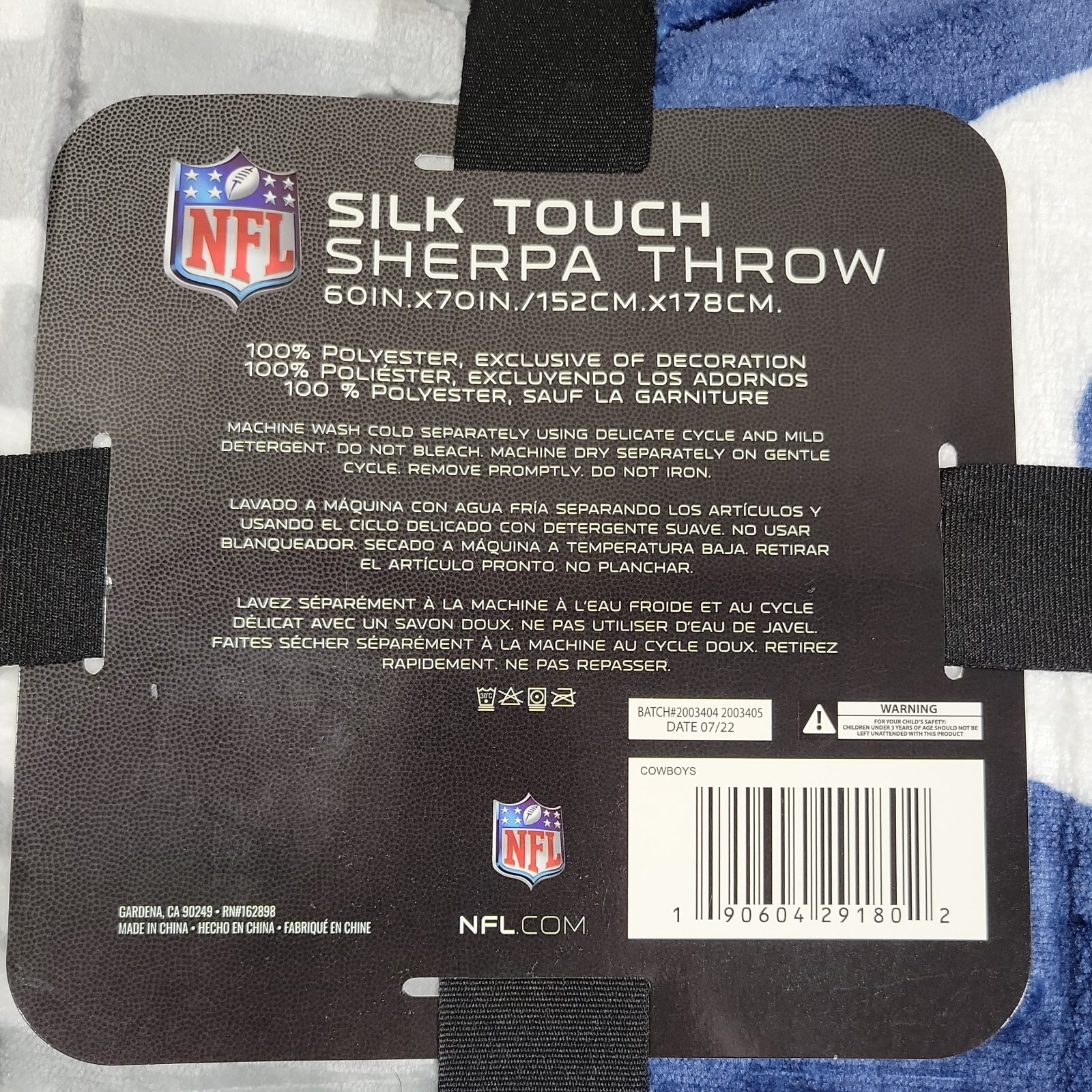 Dallas Cowboys NFL Throw Blanket 60 in X 70 in Silk Touch Sherpa Fleece