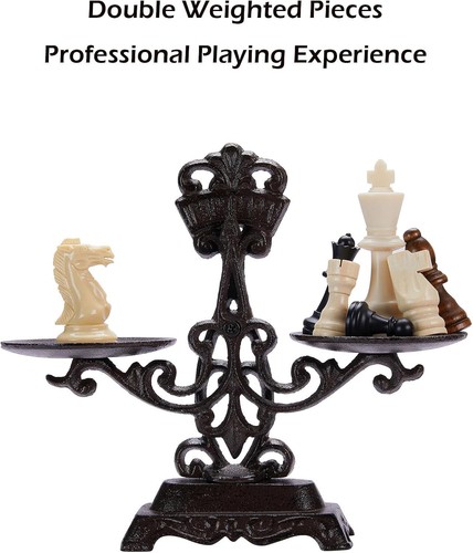 Tournament Travel Chess Set - 18''x18'' Foldable Silicone with Weighted Pieces - Foto 11 di 12