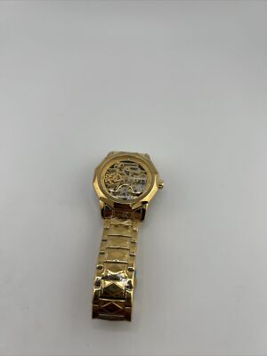 Forsining Mens Skeleton Mechanical Waterproof Luxury Watch Gold H199M