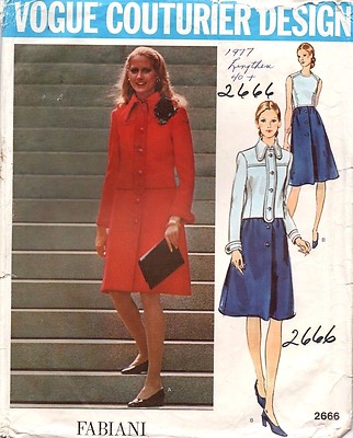  Vogue Sewing Pattern 2666 FABIANI Dress and Jacket 1970's Size 14 Uncut
