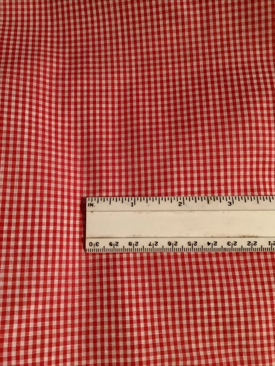3 YARDS VINTAGE TINY RED & WHITE GINGHAM CHECK COTTON ?FABRIC 45” WIDE