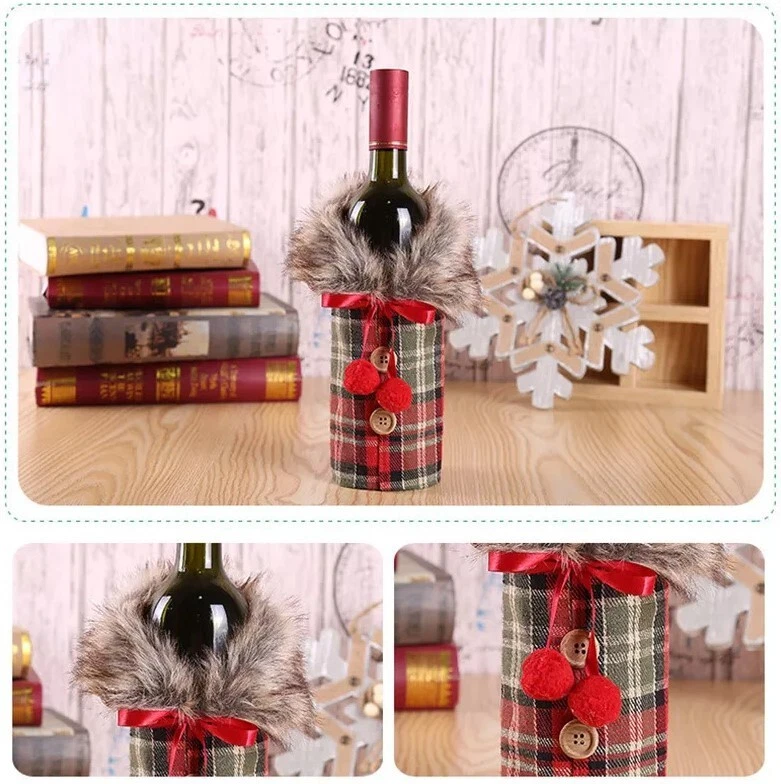 Acogedor vino tema Navidad a cuadros rojo y verde - gran regalo para amigos y familiares Foto 2 de 2