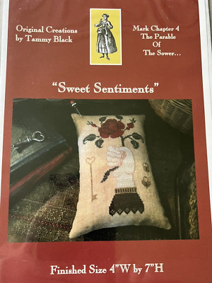 Scattered Seed Sampler Cross Stitch Chart Sweet Sentiments Rose Key Hand Pinkeep