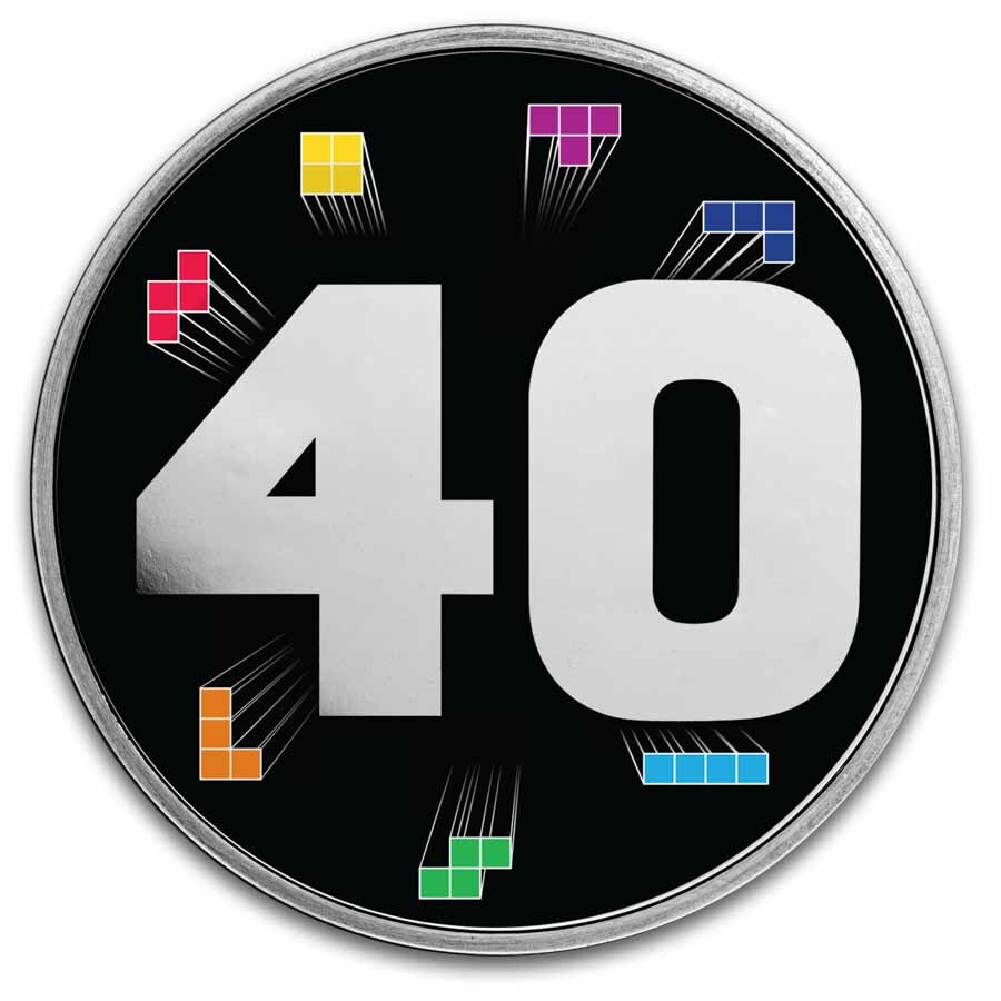 Tetris™ 1 oz Silver 40th Anniversary Colorized Round in TEP