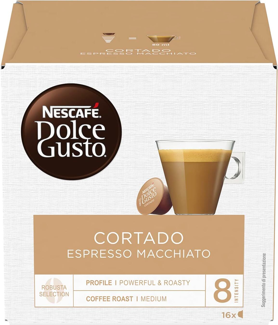 NESCAFÉ DOLCE GUSTO Cortado Espresso Macchiato Caffè, 6 Confezioni da 16...