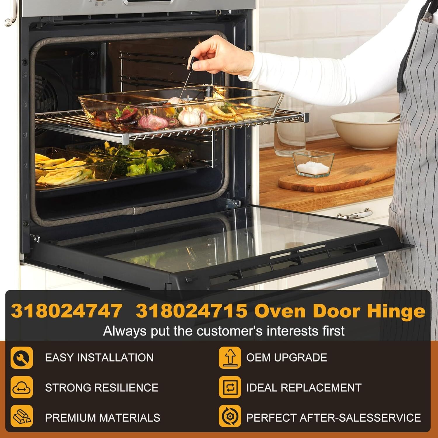 2Pcs Oven Door Hinge Fits Frigidaire/Kenmore 318024747 318024715