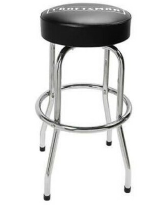 CRAFTSMAN Tools Logo Black Vinyl Workshop Garage Chrome Swivel Stool Chair  NEW
