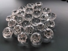 &hearts;Nr.77- Alte Glaskn&ouml;pfe mit Punkten transparent 12 St. DM 18 mm &hearts;