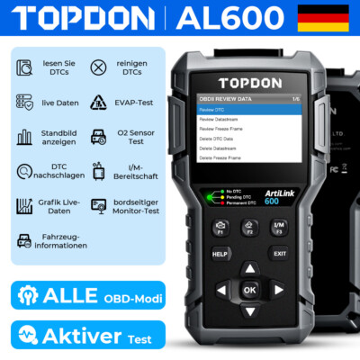TOPDON AL600 Profi KFZ OBD2 Diagnosegerät Auto Scanner Active Test  ABS SRS SAS