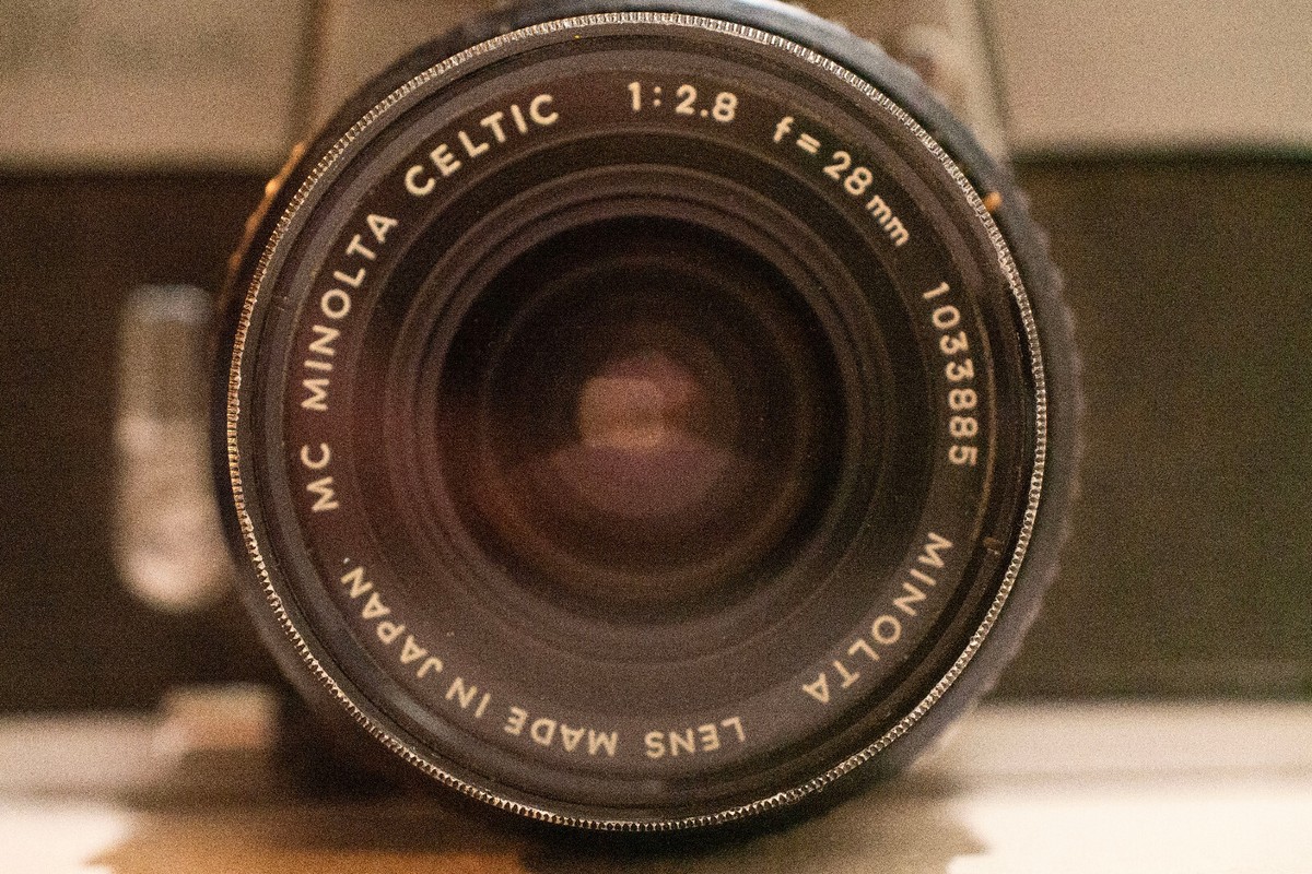 Minolta SR-505 film Camera silver body with Minolta 28mm f 2.8