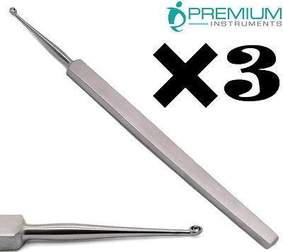 3× Meyhoefer Chalazion Ear Curettes # 2 Cupped End 2mm Surgical ENT Instruments