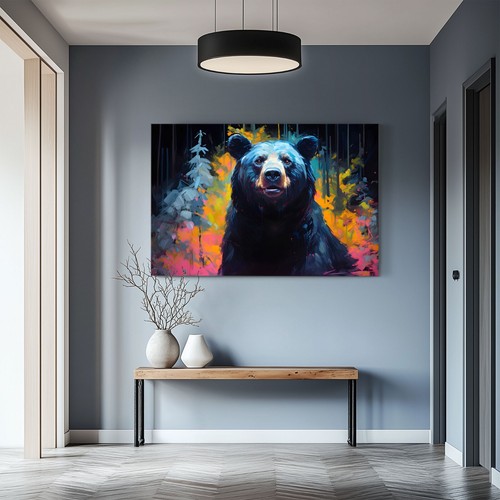 Black Bear Oil Painting Print Framed Canvas Wall Art Decor Wildlife Animals - Picture 11 of 13