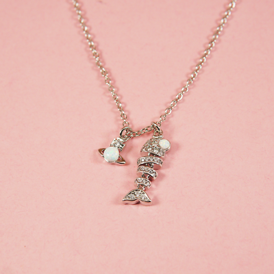 Vivienne Westwood Man. lyall Necklace Fish Bone Skeleton Opal With