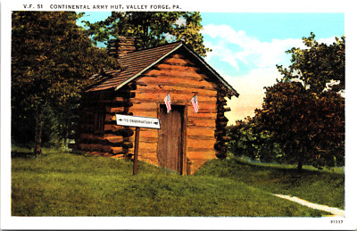 Valley Forge Pennsylvania PA Continental Army Hut Log Cabin Postcard