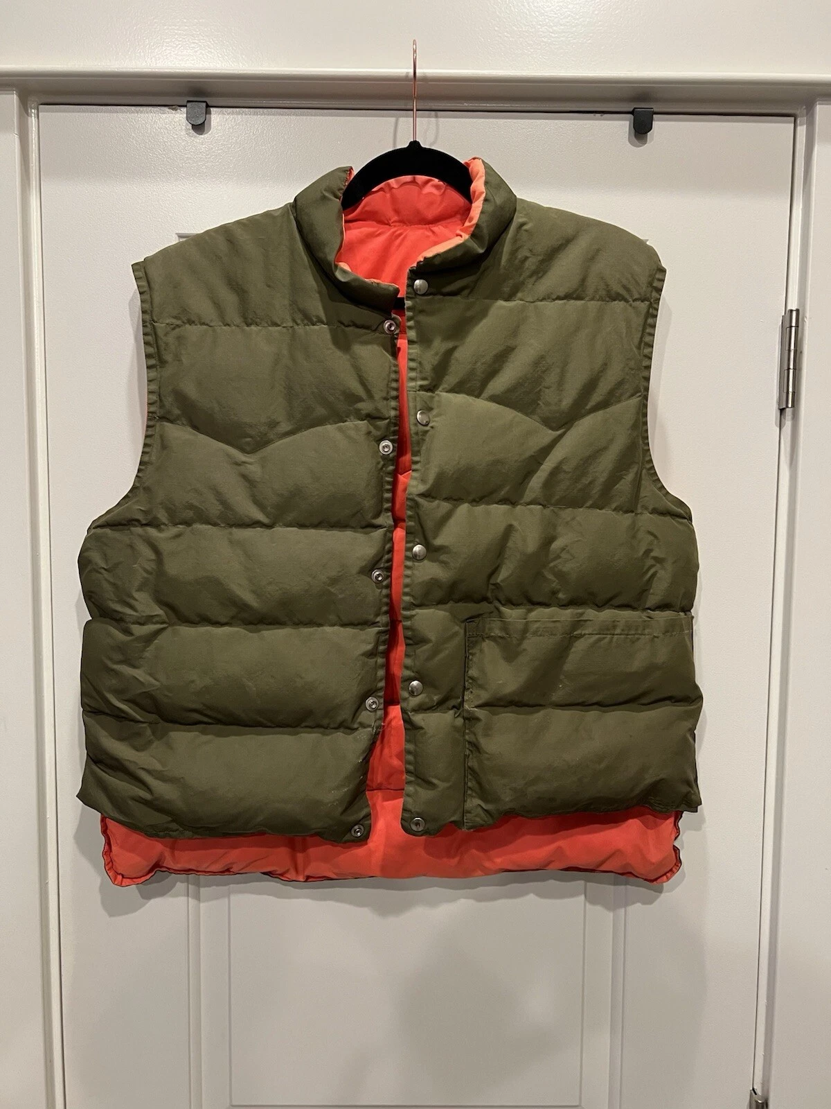 Western Trails Down Vest Vintage Green Orange X-Large Reversible Bend Oregon XL