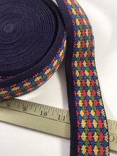 VINTAGE WOVEN Green Red Yellow Blue Black Multicolor Hippie Trim Belt Strap Boho