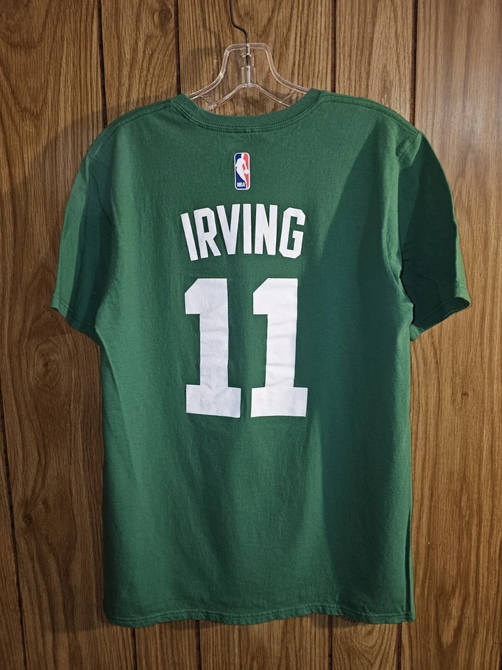 Boston Celtics Kyrie Irvin Medium Mens Green Double-sided Graphic Logo Tee NBA - Image 3 of 4