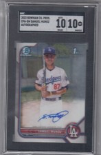 2022 Samuel Munoz Bowman Chrome Prospects ROOKIE AUTO - SGC 10 Gem Dodgers RC