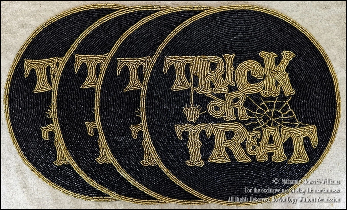 4 Halloween beaded placemats Handmade Paintings