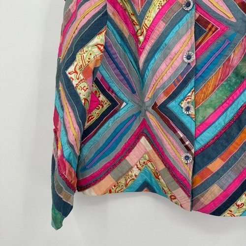 Chaqueta acolchada vintage Anage para mujer mezcla de seda talla M colorida arte de usar Y2K - Imagen 3 de 10