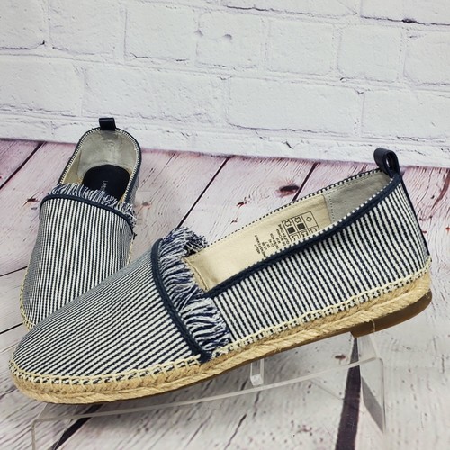 Lands End Women's Size 9 Navy Stripe Fringe Espadrilles Shoes - Picture 3 of 9