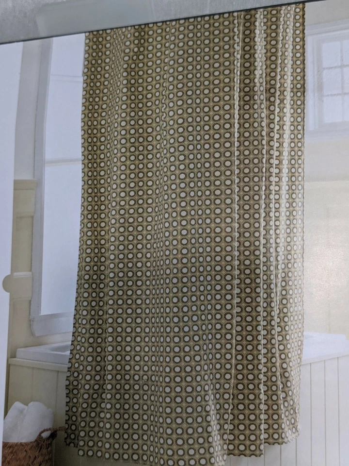 Cortina de Ducha Umbral Amarillo Círculo 72 x 72" 100% Algodón Foto 3 de 4