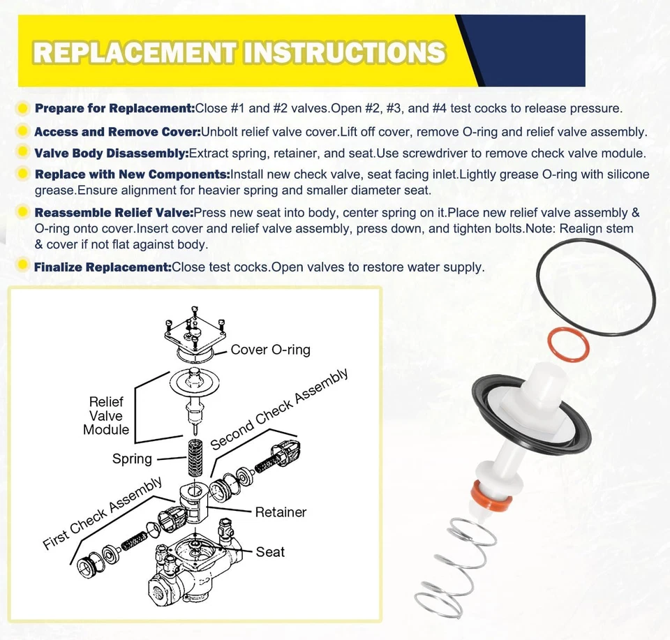 for Watts 009 M3 3/4" Total Relief Valve Repair Kit 0888524 888524 RK 009M3 VT - Image 4 of 4