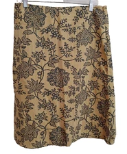 Eddie Bauer Wide Waist A-Line Skirt Brown Navy Floral Size 8  #16057