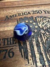 VERY nice Vintage Akro Agate Blue Slag Marble .7