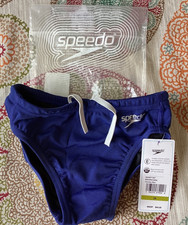 NWT Speedo Boys Swimming Brief Size 24 Cerulean Blue Vibe Collection Retail 45