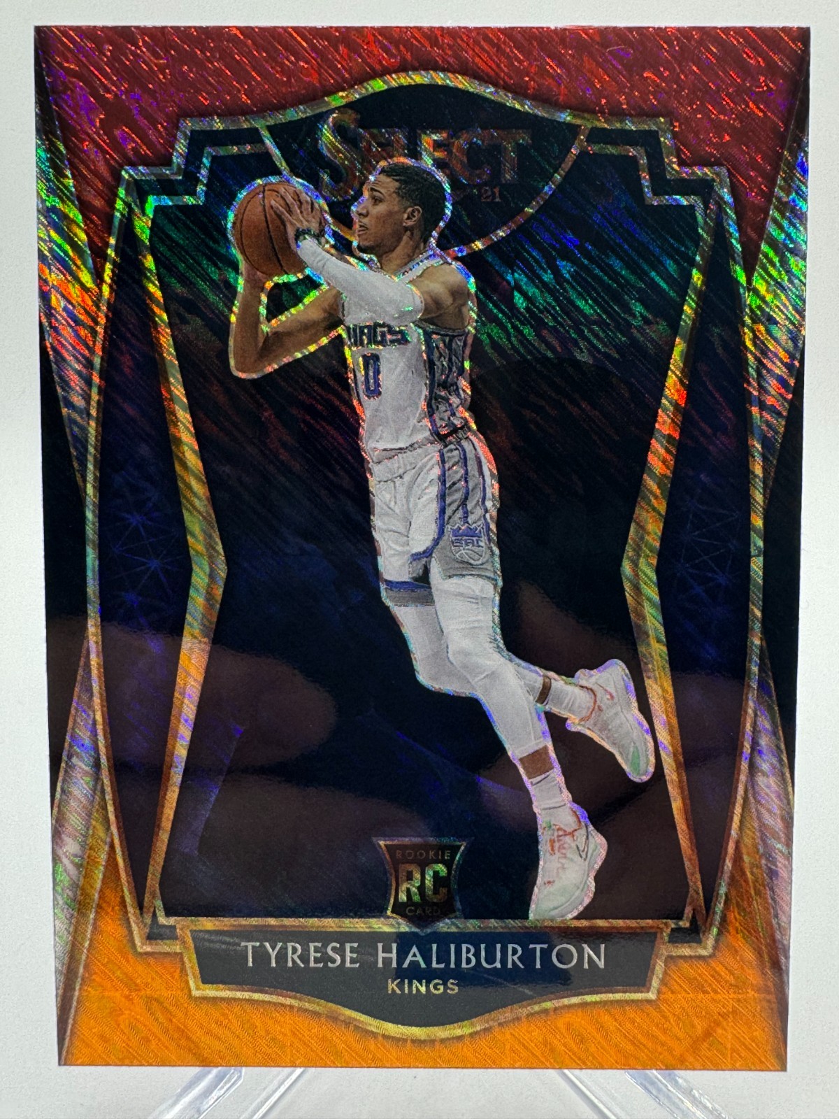 2020-21 Select Tyrese Haliburton #189 RC Premier Shimmer Red White Orange Pacers