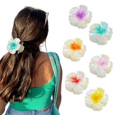 6 Pcs Flower Hair Clips for Women, Hawaiian 1 Count Pack of 6 , Fresh Color