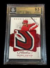 SHOHEI OHTANI 2018 FLAWLESS RUBY JUMBO 4-COLOR LOGO PATCH ROOKIE RC /20 BGS 9.5