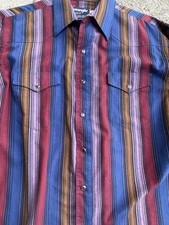 Vintage 1990s Wrangler Brushpopper Shirt USA Made Cowboy Cut L 16.5-35 EUC