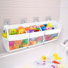 Bath Toy Storage and Organizer 3-Compartment Hanging Bathtub Toy Holder with B