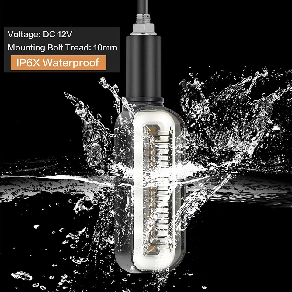 Universal 2X Motorcycle Turn Signals DRL Driving Indicator Amber Blinker Light - Image 4 of 4