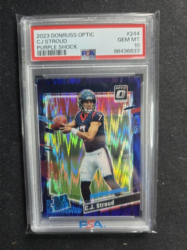 2023 Panini Donruss Optic CJ Stroud RC Purple Shock Prizm #244 PSA 10 GEM-MT