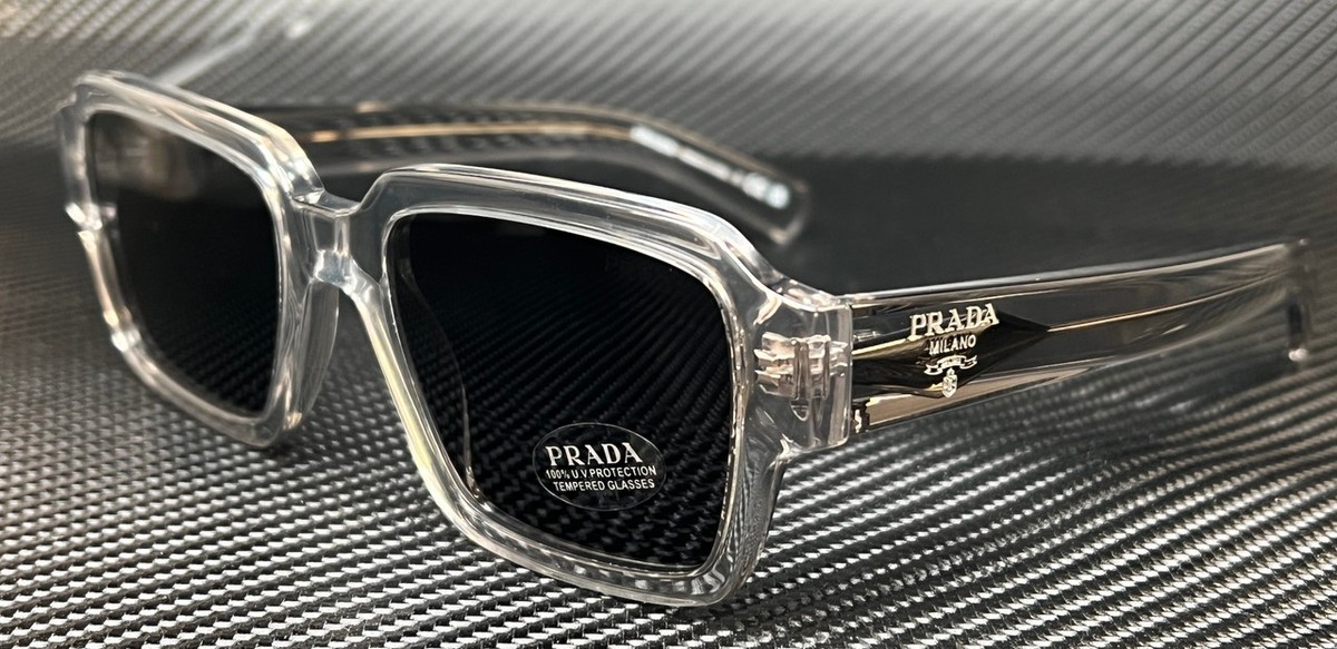 PRADA PR 02ZS U430A9 Transparent Grey Blue Men's 52 mm Sunglasses
