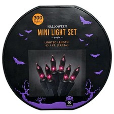 Halloween Mini String Lights Purple 300 Bulbs Indoor Outdoor Black Wire Party