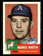 Morris Martin signed auto 1991 Topps Archives 1953 #227 card Athletics