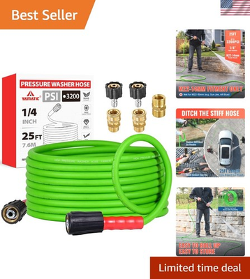 #ad 25FT Pressure Washer Hose Flexible Leak Free amp; Rated 3200 PSI for Durability $59.85