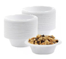 Disposable Plastic Bowls Party Bowls White Wedding BBQ Bowl 12Oz Reusable